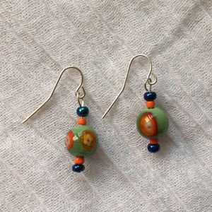 Colorful Czech glass bead dangle earrings